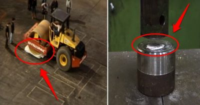 Bạn có thể gấp đôi một tờ giấy hơn 7 lần? Thí nghiệm gấp giấy với xe lu và máy nén thủy lực