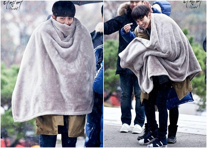 Muôn kiểu chống rét hài hước của sao Hàn khi đóng phim mùa đông