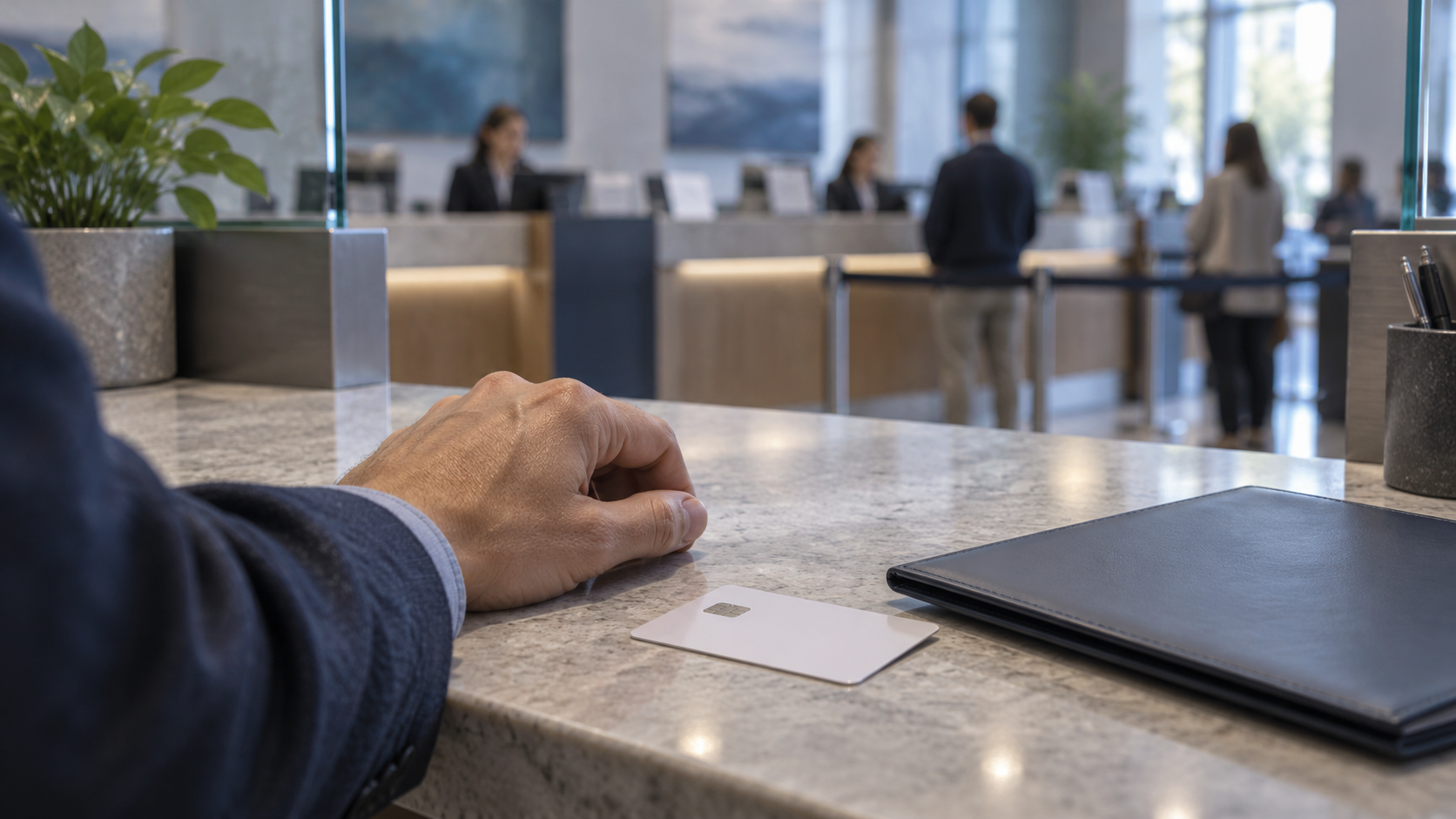 Ảnh minh hoạ một khách hàng tại quầy dịch vụ ngân hàng Mỹ; không phải ảnh chụp ngân hàng trong báo cáo